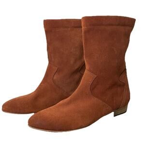 Free People Ashville Slouchy Suede Leather Rust Boho Ankle Boots Sz 38 / 7.5
